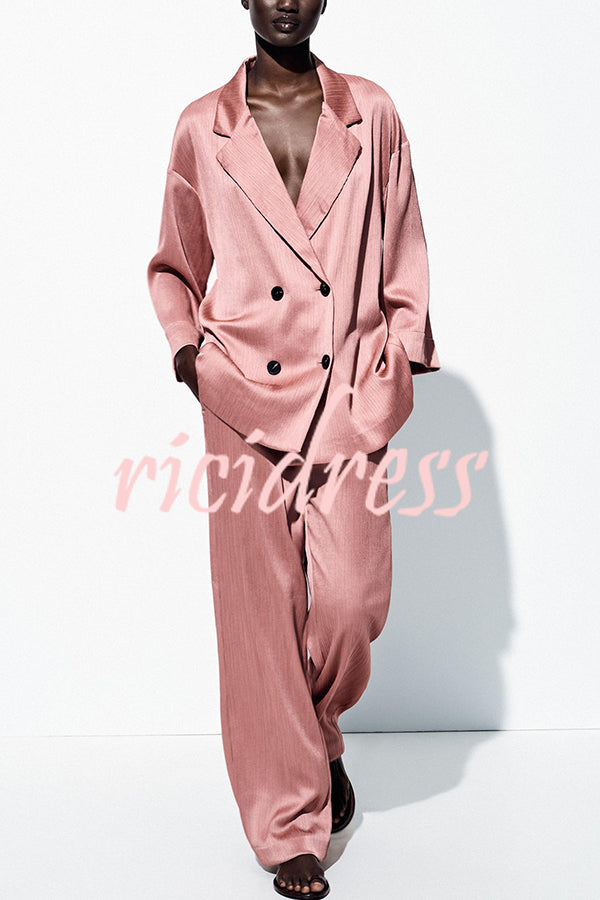 Fashionable Pleated Elastic Waist Tie Casual Pocket Wide-leg Pants
