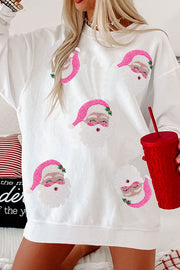 Santa Claus Sequin Loose Casual Long Sleeve Sweatshirt