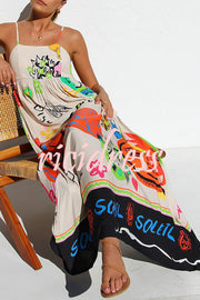 Rosalinda Unique Print Back Tie-up Lightweight Maxi Dress