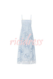 Simona Embroidered Starfish Pattern Backless Tie-up Slip Maxi Dress