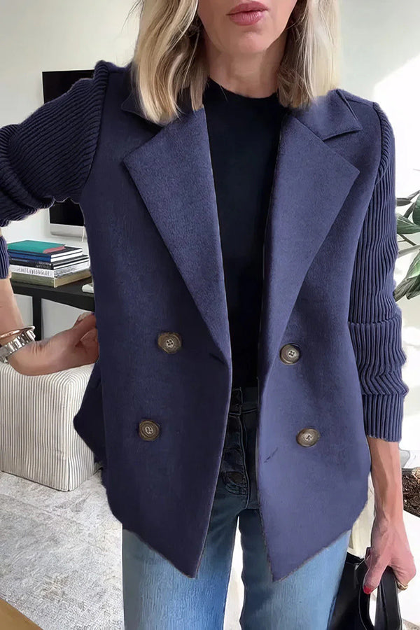 Fashion Lapel Stitching Long Sleeve Casual Button Loose Coat