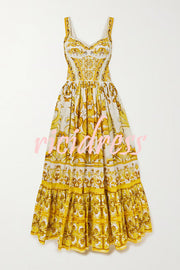 Ready To Dance Palace Print Back Smocked Maxi Dress