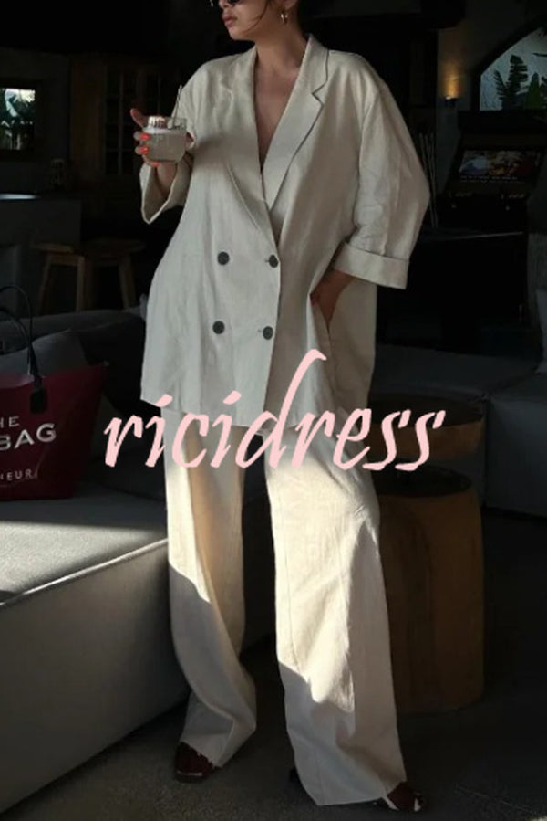 Fashionable Wrinkled Lapel Long-sleeved Loose Blazer