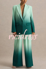 Enya Ombre Print Elastic Waist Pocketed Wide Leg Pants
