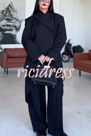 Urban Charm Shoulder Pads Asymmetrical Back Button Lapel Oversized Blazer