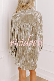 Solid Color Velvet Light-sensitive Drape Loose Shirt