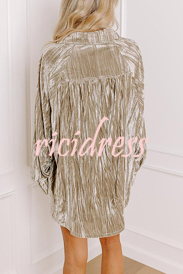 Solid Color Velvet Light-sensitive Drape Loose Shirt