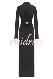 Sexy Backless Long-sleeved Stretch Slim-fit Maxi Dress