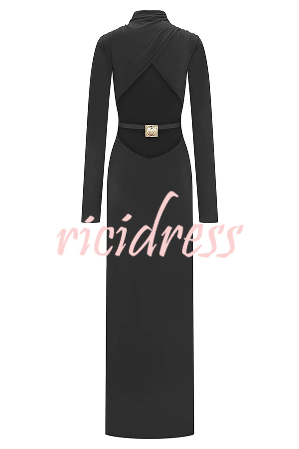 Sexy Backless Long-sleeved Stretch Slim-fit Maxi Dress