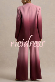 Enya Ombre Print Single Button Long Sleeve Lapel Loose Blazer