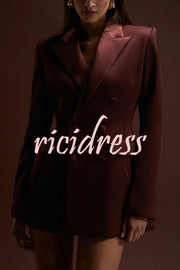 Monica Satin Double-breasted Long Sleeve Peak Lapel Blazer Mini Dress