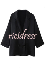 Fashionable Wrinkled Lapel Long-sleeved Loose Blazer