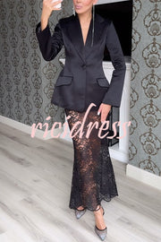 Timeless Moment Floral Lace High Rise Elastic Waist Midi Skirt