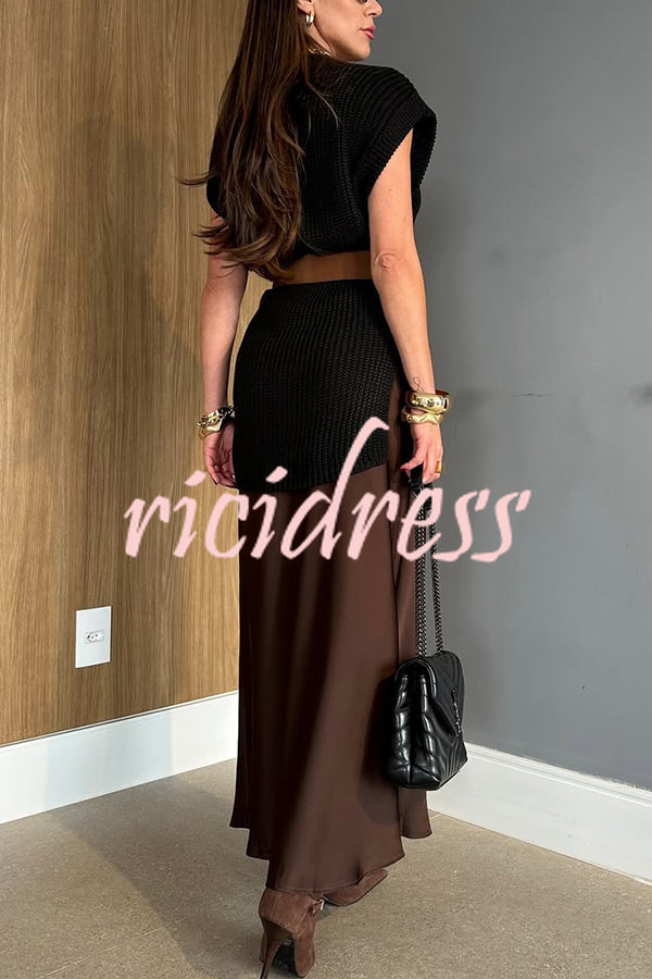 Solid Color Loose Sleeveless Casual Knitted Vest