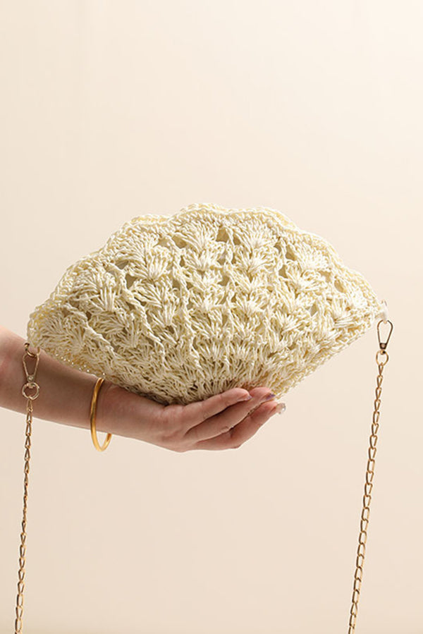 Fairy Shell Hollowed-Out Crossbody Straw Bag