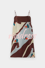 Loving Views Satin Unique Print a-line Tank and Elastic Waist Loose Pants Set