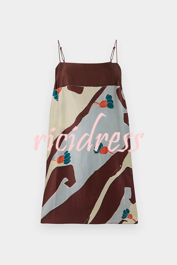 Loving Views Satin Unique Print a-line Tank and Elastic Waist Loose Pants Set