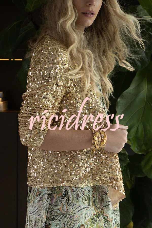 I'm Down To Party Sequin Open Front Crop Jacket