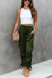 Moon Lover Satin Ruched Cargo Pants