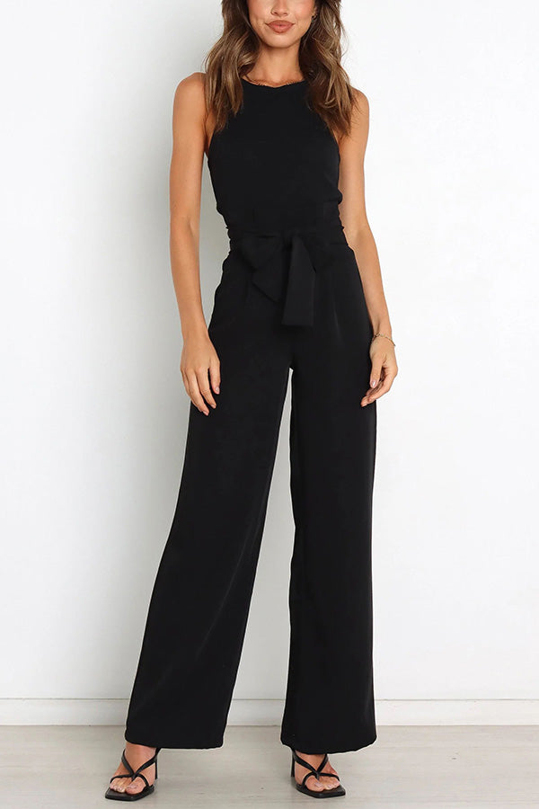 In Vogue Belted Pocketed Wide Leg Pants