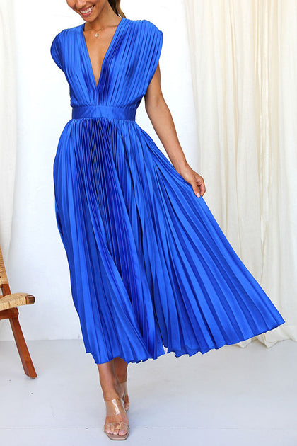 Hello Gorgeous Satin Pleated Midi Dress – ricidress