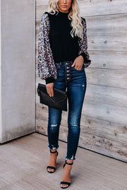 Disco Fever Sequin Sleeve Knit Top