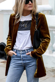 Eye Catching Street Style Velvet Blazer