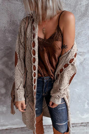 Warm Soul Patchwork Open Front Hooded Cardigan