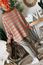 Warm Wishes Pocketed Striped Loose Sweater