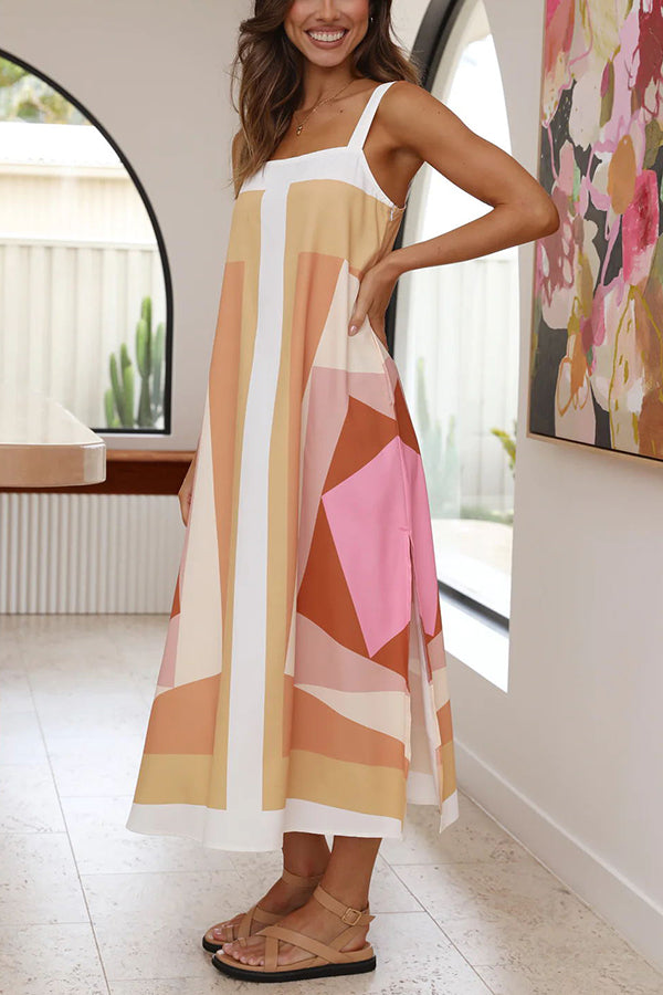 Color Block Stitching Holiday Maxi Dress