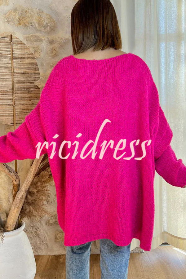 Love Never End Knit Peace Pattern A-line Loose Sweater