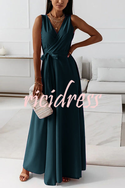 Dearest Memory Tie Waist Wrap Maxi Dress