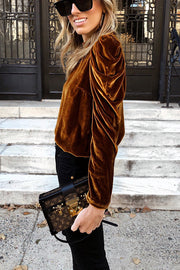 Southern Belle Puff Sleeve Velvet Top