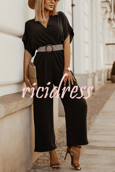 Daytime Diva Belted Wrap Relaxed Jumpsuit