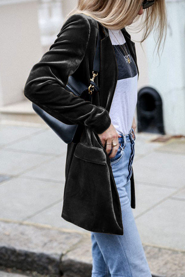 Eye Catching Street Style Velvet Blazer