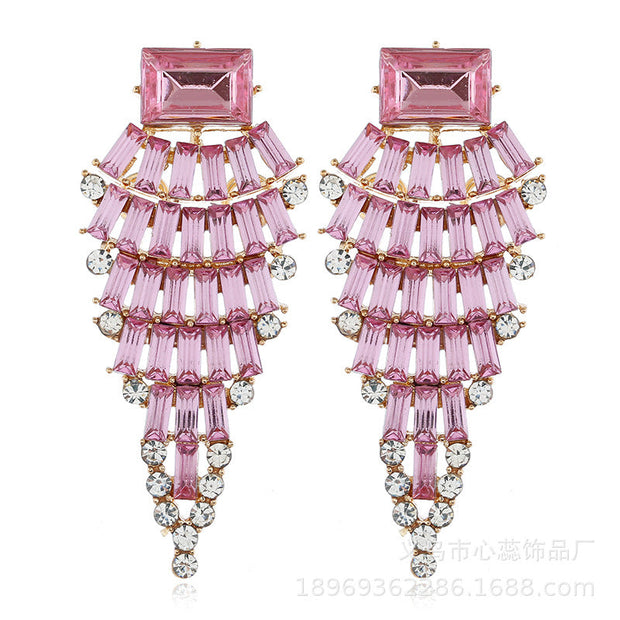 Exaggerated Diamond Cutout Drop Earrings