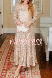 Shimmer and Shine Sequin Pocketed Tiered Party Holiday Midi Dress