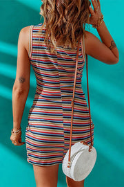 Leave A Clue Multi Striped Cutout Dress