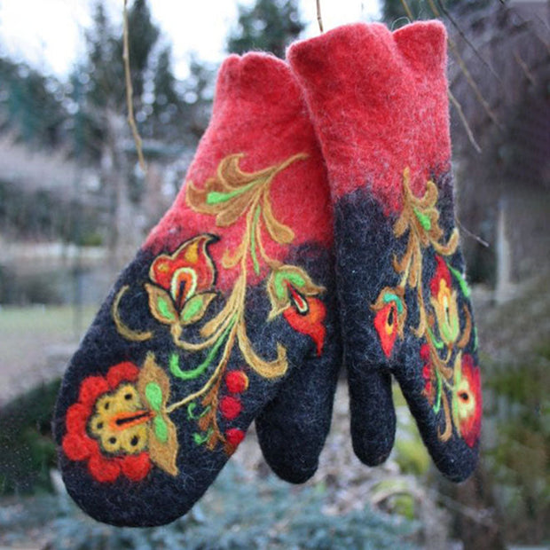 Half-finger flip-top cold and warm wool knitted and velvet padded gloves
