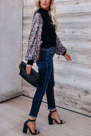Disco Fever Sequin Sleeve Knit Top