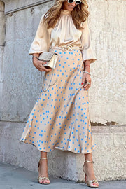 Swing + Elegant Satin Polka Dots Print Skirt