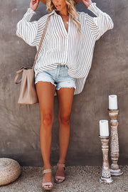 Idra Pocketed Striped Button Down Blouse