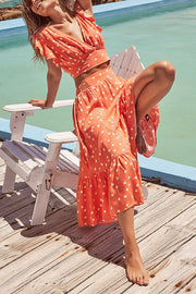 Day on The Beach Poka Dot Print Dress Suit