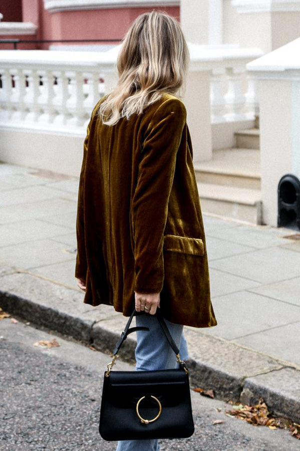 Eye Catching Street Style Velvet Blazer