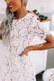 Ticket To Love Floral Scalloped Trim Lace Mini Dress