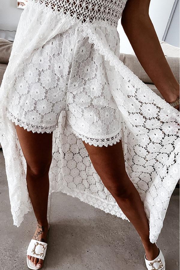 Chic Skirt Stitching Lace Fabric Romper