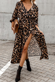 Same Old Song Leopard Print Slit Midi Dress