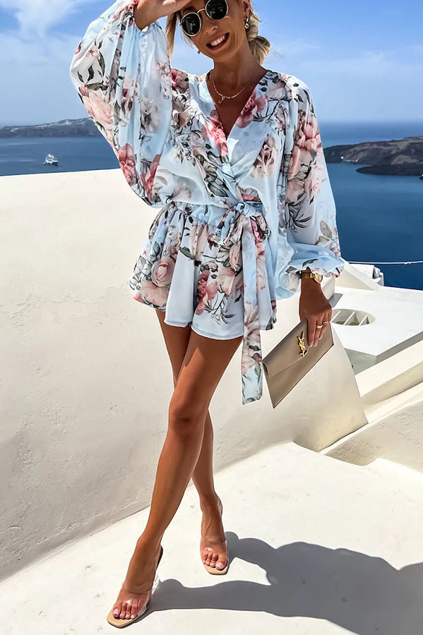 Drifting Out To Sea Printed Vacation Shorts Suit