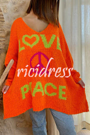 Love Never End Knit Peace Pattern A-line Loose Sweater