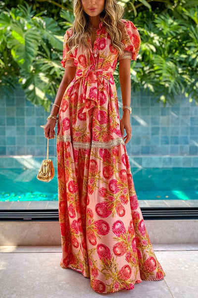 Driving Down Sunset Floral Maxi Dress